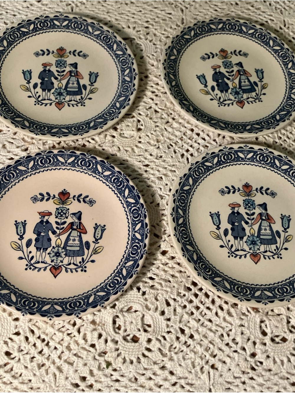 4 Johnson Brothers Old Granite Hearts & Flowers 6 3/8" Bread Plates